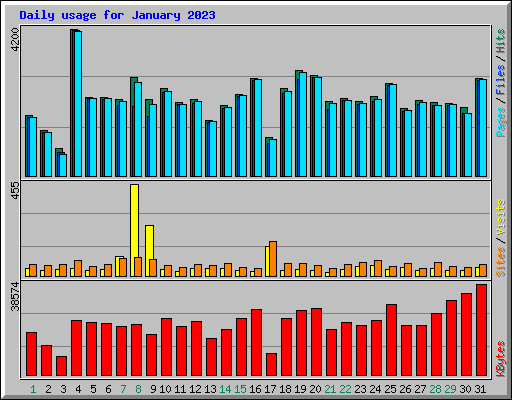 Daily usage for January 2023