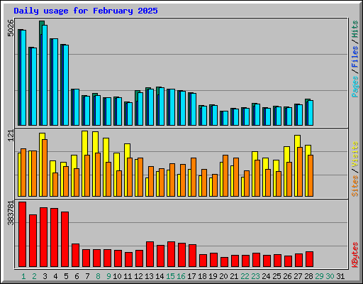 Daily usage for February 2025